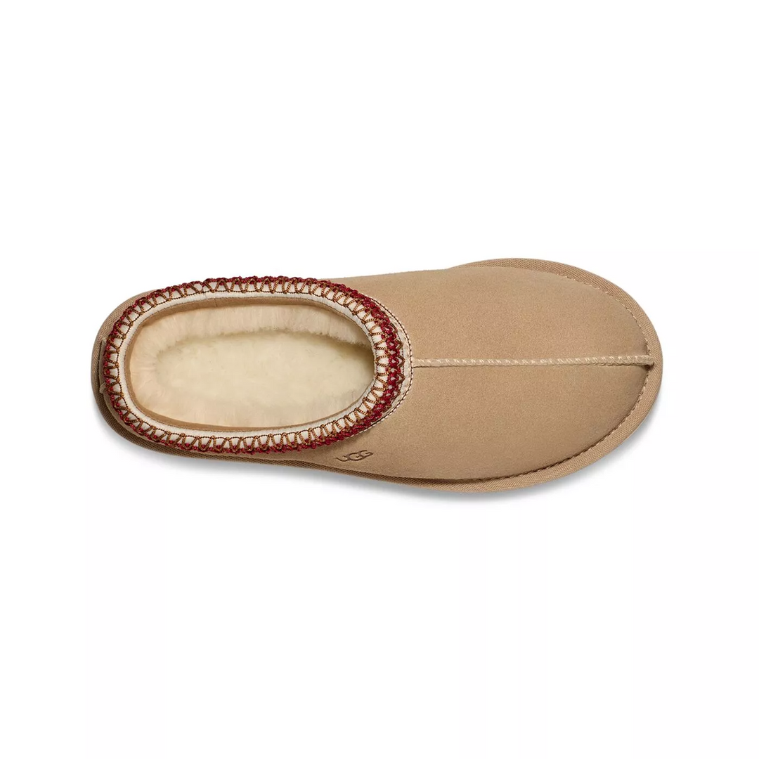 UGG Tasman Slipper Sand Dark Cherry Damskie Kapcie Beżowe 5955-SNDD
