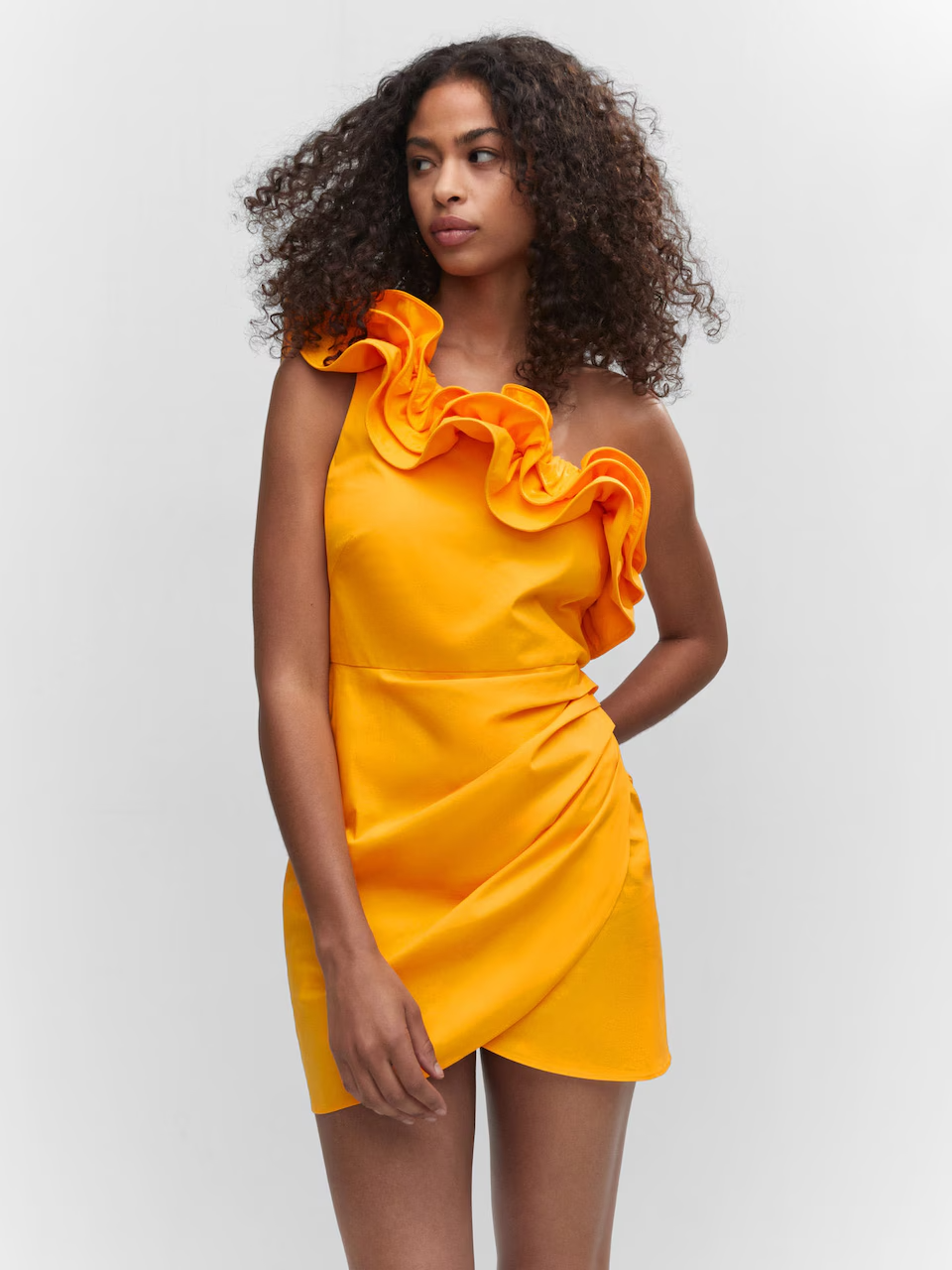 Mango Honey Dress Pomarańczowa Sukienka Midi