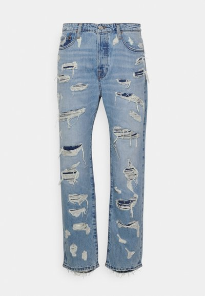 Frame Niebieskie Spodnie Jeansowe Jeansy Relaxed Fit z Dziurami Męskie WJZ