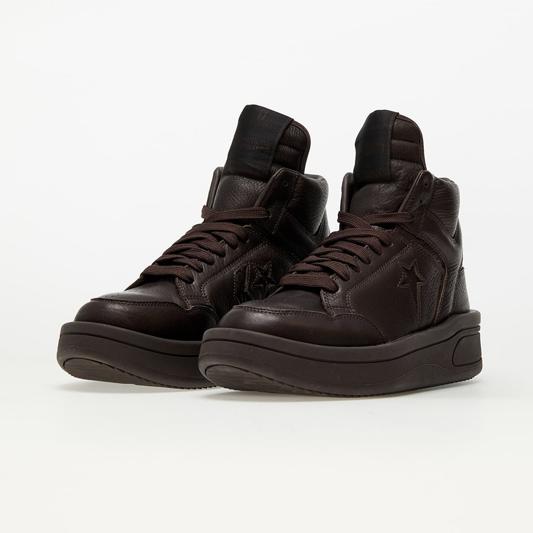 Converse x Rick Owens TURBOPWN MID "Brown" Brązowe Skórzane Trampki A01290C