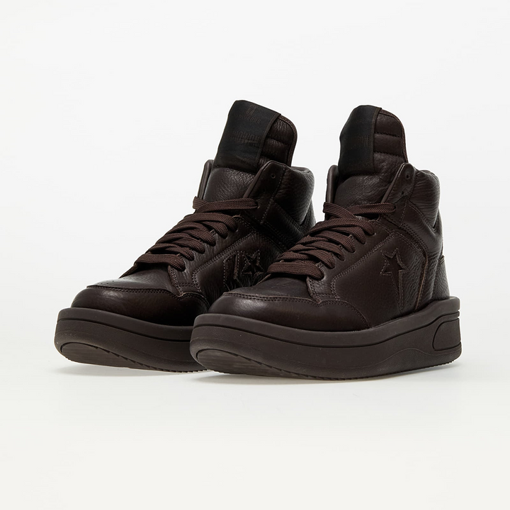 Converse x Rick Owens TURBOPWN MID "Brown" Brązowe Skórzane Trampki A01290C