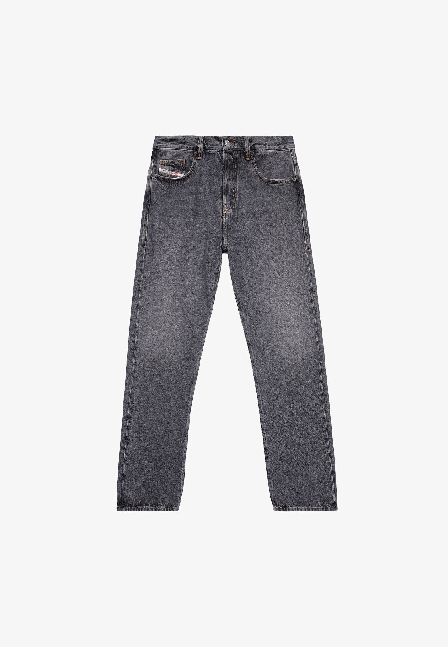 Diesel Regular Fit Mid Waist Szare Męskie Spodnie Jeansowe JZ