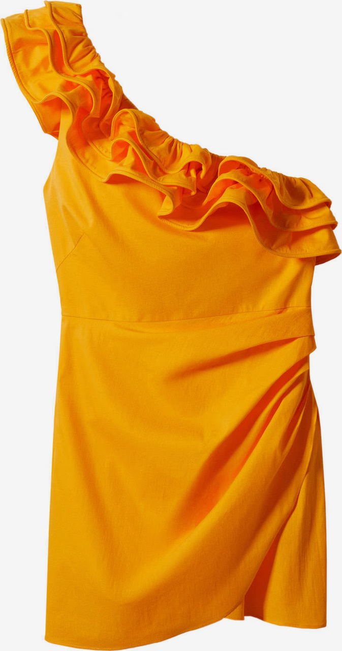 Mango Honey Dress Pomarańczowa Sukienka Midi