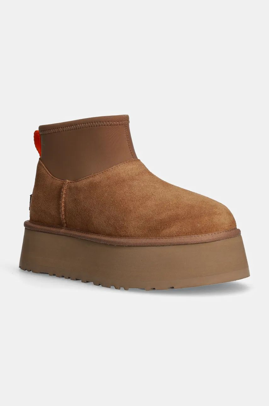 UGG śniegowce zamszowe Classic Mini Dipper Chestnut Brązowe 1168170-CHE