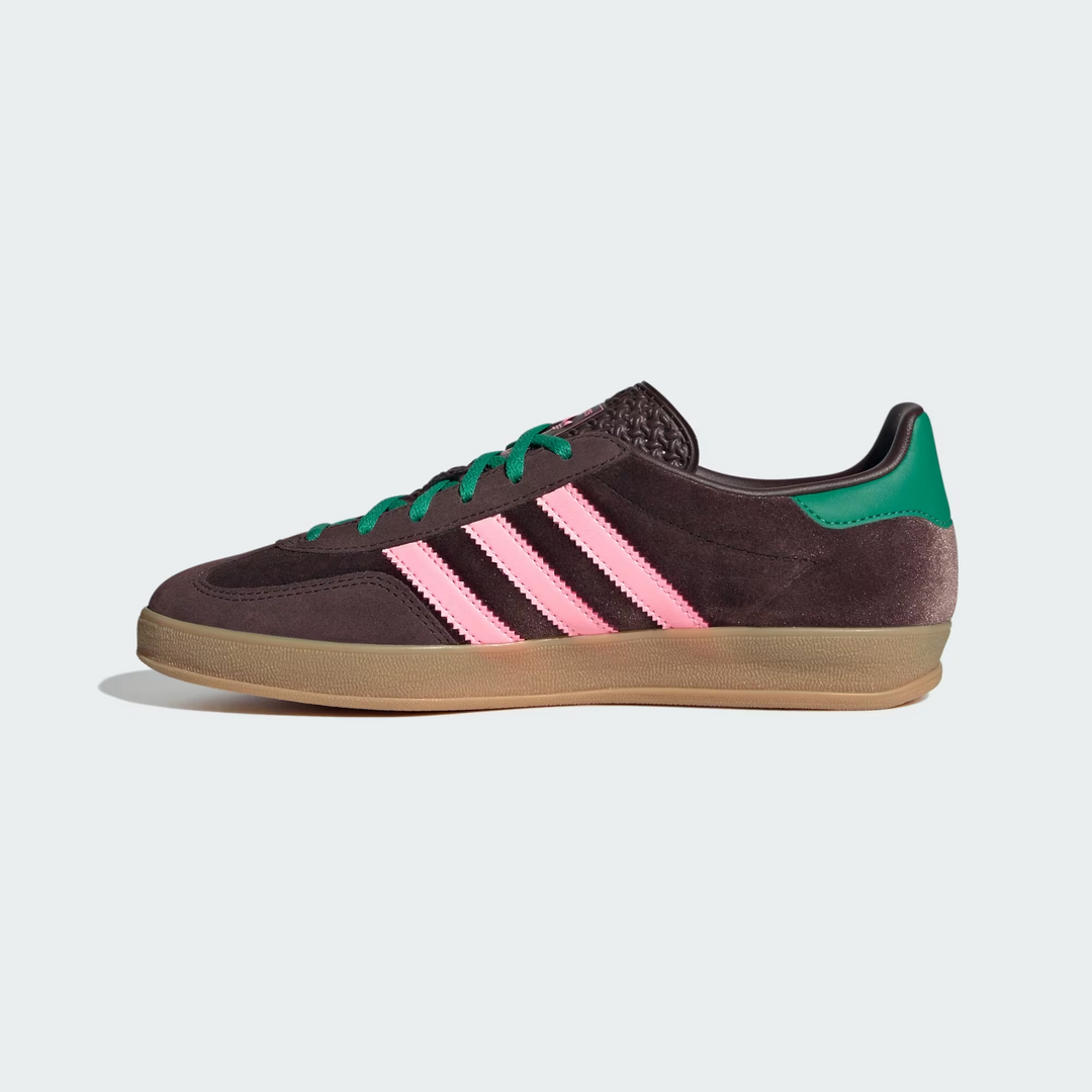 adidas Gazelle Indoor "Dark Brown Glow Pink" Welurowe Brązowe JI2714