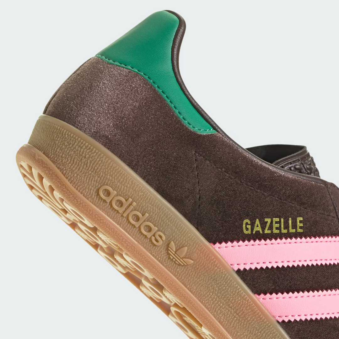 adidas Gazelle Indoor "Dark Brown Glow Pink" Welurowe Brązowe JI2714