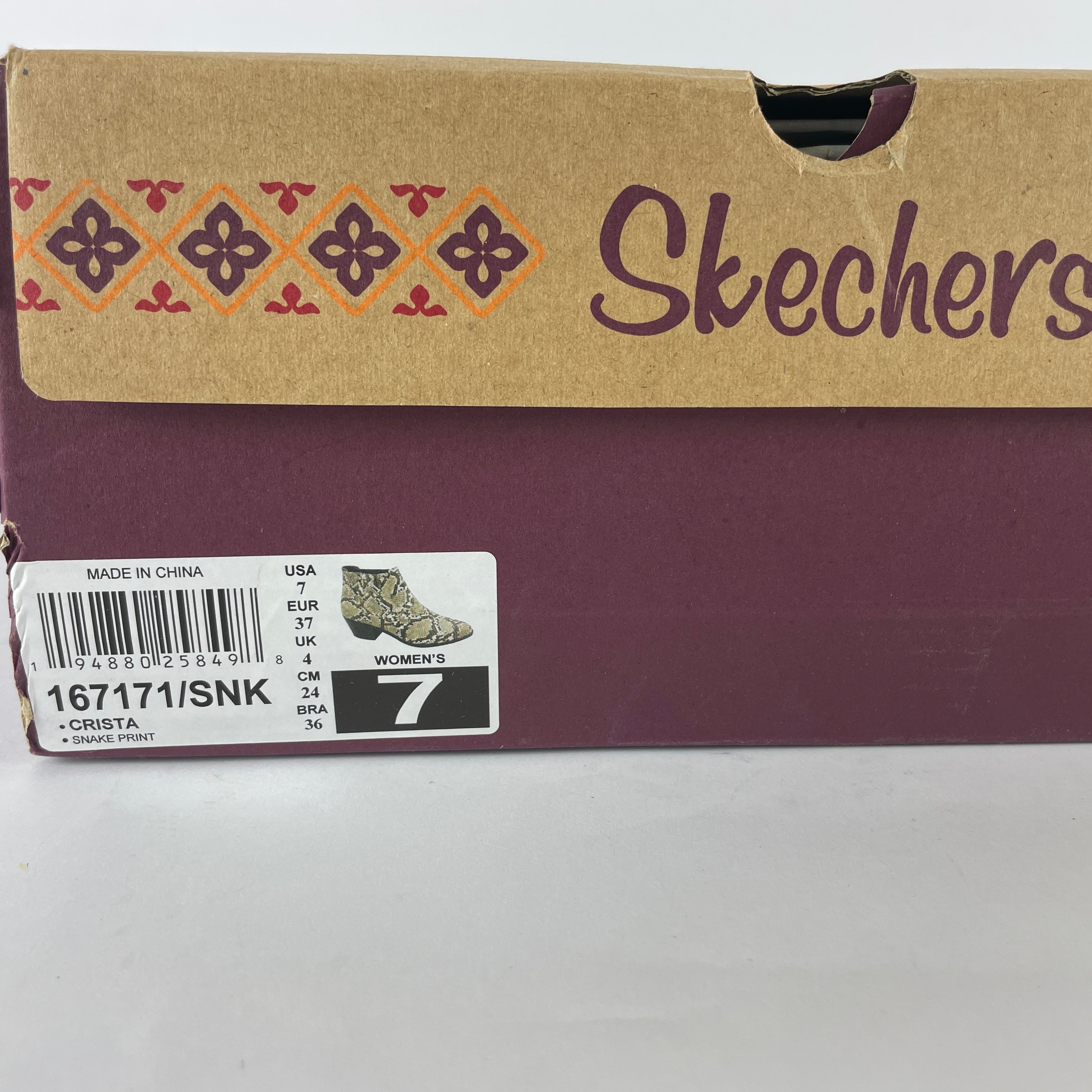 Skechers CRISTA Botki w Wężowy Wzór Damskie WJZ