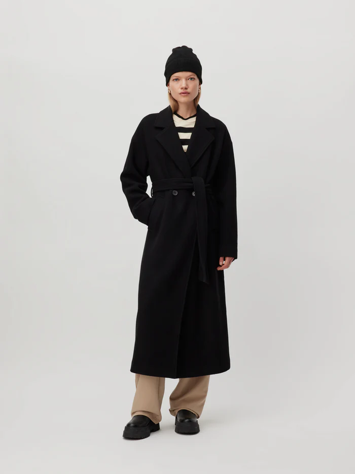 LeGer by Lena Gelcker Czarny długi płaszcz Dena Coat czarny