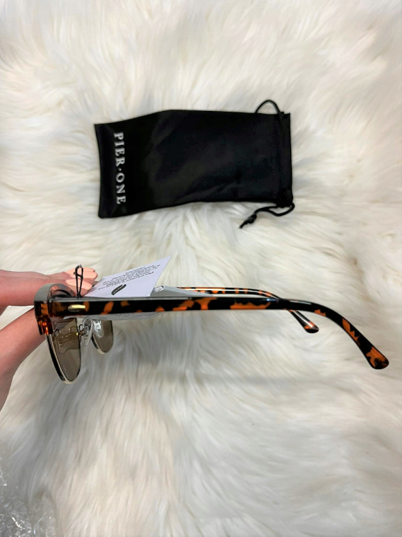 Pier One Brązowe Okulary Przeciwsłoneczne Unisex WL