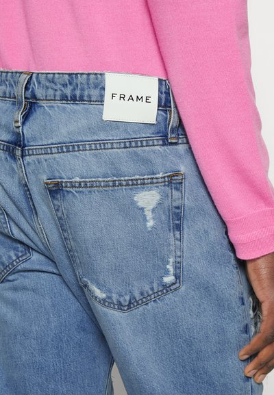 Frame Niebieskie Spodnie Jeansowe Jeansy Relaxed Fit z Dziurami Męskie WJZ