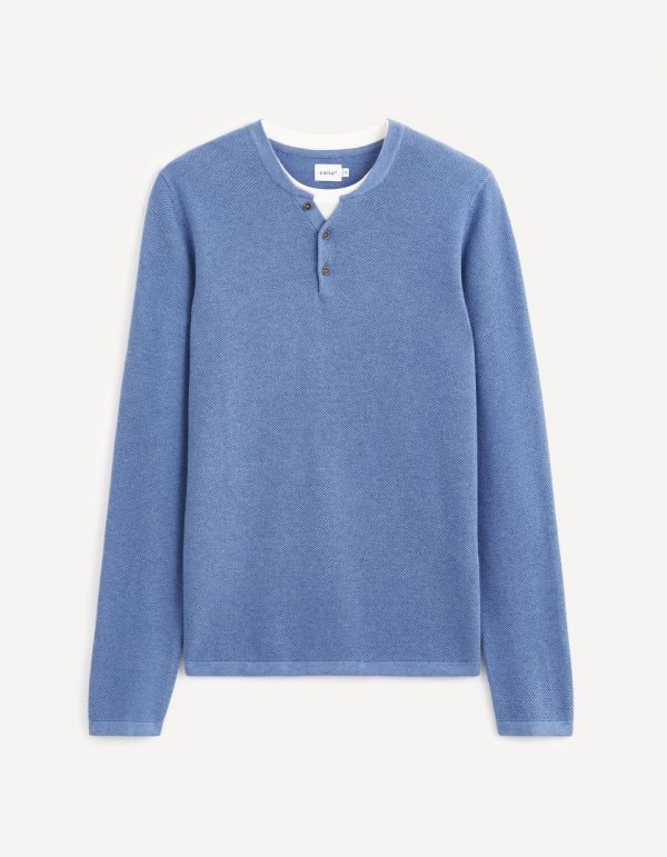 Celio Longsleeve Koszulka z długim rękawem niebieska męska